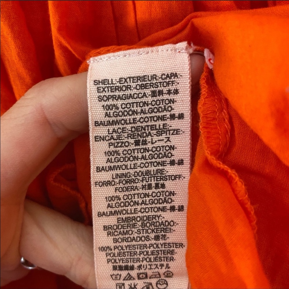 Free People OrangeEmbroidered beautiful Dress Sz8 - Picture 5 of 6